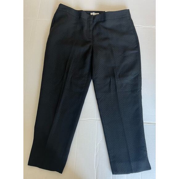 NWT Liz Claiborne Black Texture Cotton Blend Zipper with Pockets Ankle Pants 16 - Picture 1 of 11